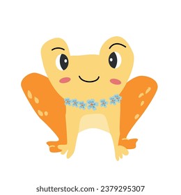 funny frog in yellow color - cute tropical animal