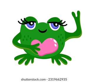 Funny froggy with a heart. Vector isolated illustration.