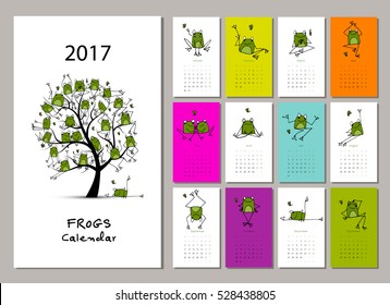 Funny frogs, calendar 2017 design