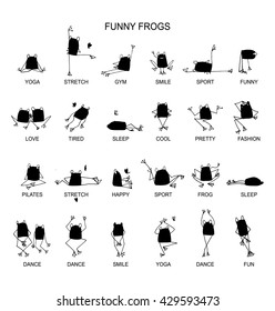 Funny frogs collection, sketch for your design