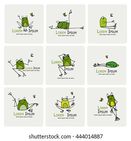 Funny frogs collection, sketch for your design