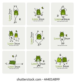 Funny frogs collection, sketch for your design