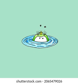 Funny frogs on a light background