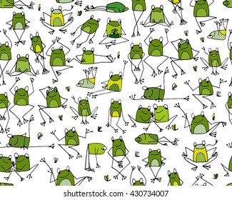 Funny frogs pattern, sketch for your design