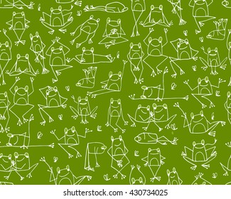Funny frogs pattern, sketch for your design