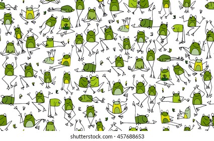 Funny frogs pattern, sketch for your design