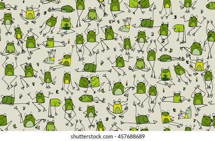 Funny frogs pattern, sketch for your design