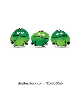 Funny frogs. Watercolor sketch for your design. Vector illustration