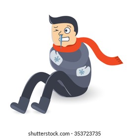 Funny frozen boy. Flat vector, EPS10 illustration