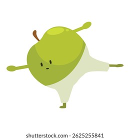 Funny fruit character with cute face exercising, healthy food and lifestyle concept
