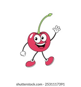 Ilustración vectorial de cereza de fruta divertida