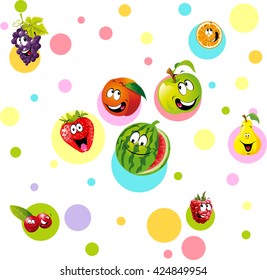 funny fruit with colorful dotteddesign - vector illustration