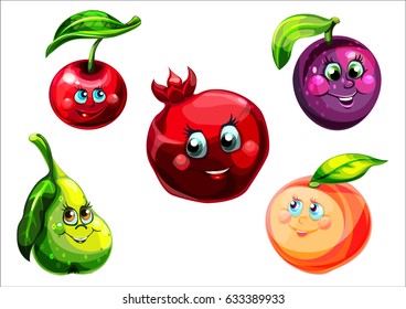 Funny Fruit Face Cartoon Fruit Characters Stock Vector (Royalty Free ...