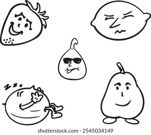 funny fruit outline image, clip art