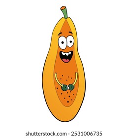 Funny Fruit Papaya Vector illustration