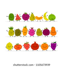 Funny fruits, character set for your design