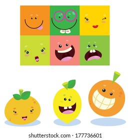 Funny Fruits. Cool Vector Cartoon.