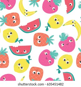 funny fruits seamless pattern design