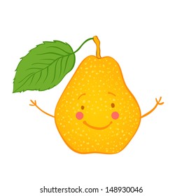 Funny fruits vector icon set: pear