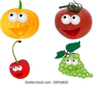Gráfica vectorial de frutos divertidos