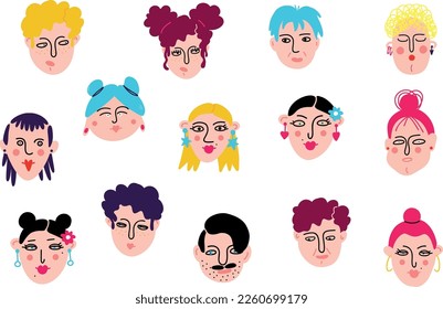 Funny, funky, bizarre and sarcastic male and female faces