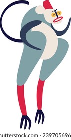 Funny funky monkey. Illustration in modern childish hand drawn style