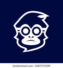 Funny funky monkey pop art logo. Colorful design with dark background. Abstract vector illustration. Isolated black background for t-shirt, poster, clothing, merch, apparel, badge design