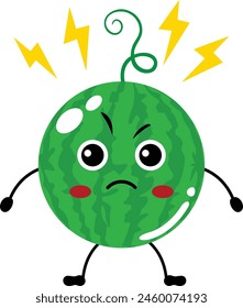 Funny furious watermelon character mascot