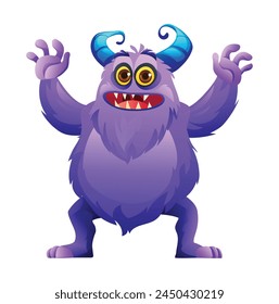 Funny furry monster. Vector cartoon character illustration