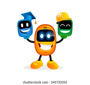 Funny gadget mascot characters. Vector illustration.
