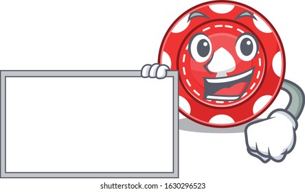 Funny gambling chips cartoon character design style with board