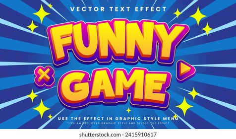 Funny Game 3d Editable Text Effect Template with Cartoon Style