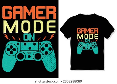 Diseño divertido de camisetas de juegos Modo Gamer diseño de camisetas activado
