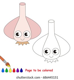 Funny Garlic to be colored, the coloring book for preschool kids with easy educational gaming level.