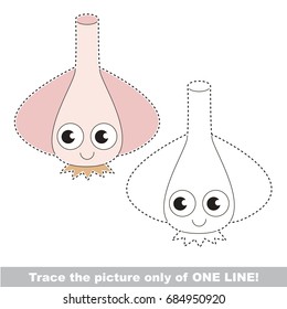 Funny Garlic Head to be traced only of one line, the tracing educational game to preschool kids with easy game level, the colorful and colorless version.