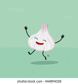 Alho engraçado. Ilustração de personagem de desenho animado vetorial