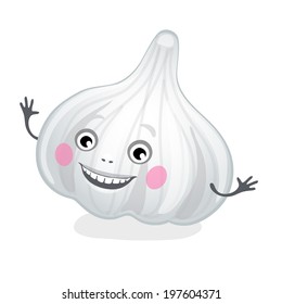 The funny garlic. Vector illustration.