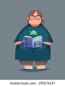 Funny geek character. Isolated vector illustration.