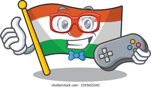 Funny geek gamer flag niger Scroll cartoon character style