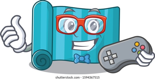 Funny geek gamer yoga mattress Scroll cartoon character style