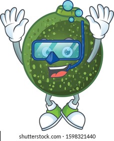 Funny gem squash mascot design with Diving glasses