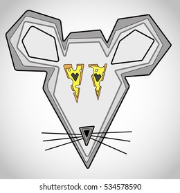 Funny geometric rat vector illustration, eps 10