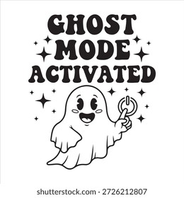 Divertido fantasma activado modo fantasma con símbolo de Botón de energía Vector, ilustración