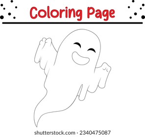 funny ghost cartoon coloring page. Halloween coloring book for kids