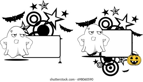 funny ghost cartoon expression halloween copyspace set in vector format very easy to edit 