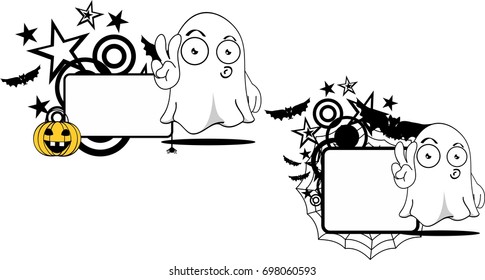 funny ghost cartoon expression halloween copyspace set in vector format very easy to edit 