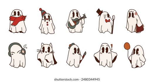 Funny Ghost Cartoon Set Collection