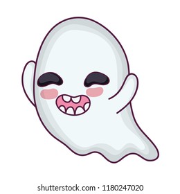 funny ghost character with closed eyes