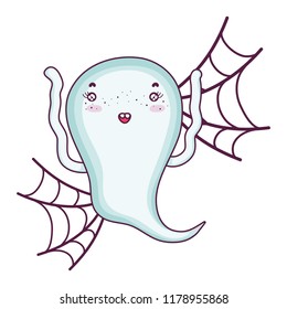 funny ghost character with spiderweb style