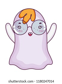 funny ghost character wearing glasses